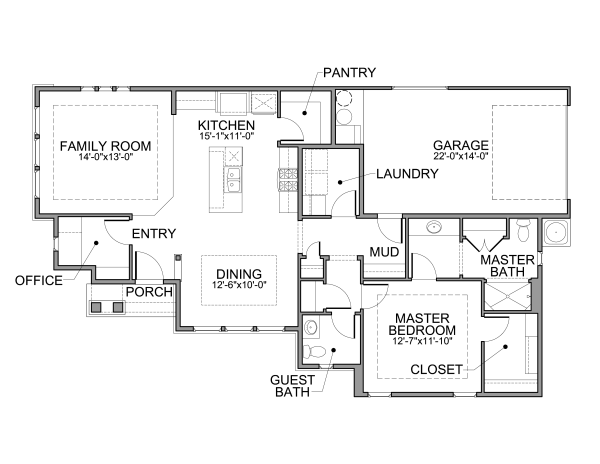 Ophelia - Single Story House Plans in Meridian ID